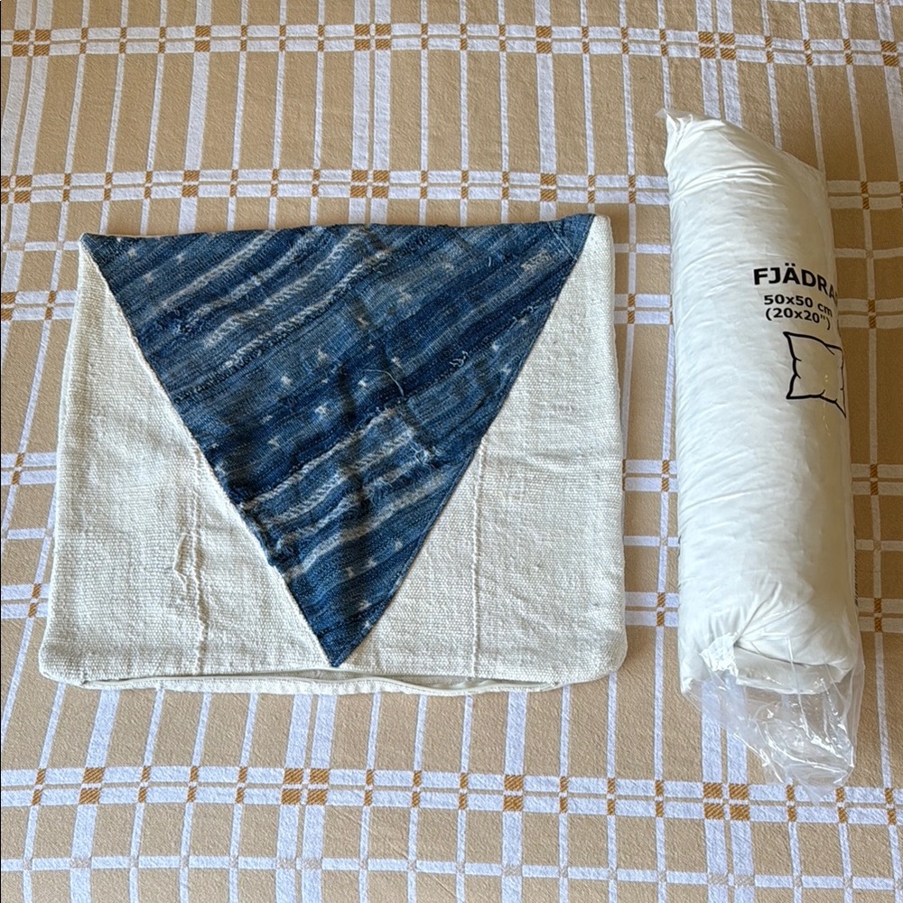 African mud cloth pillow with IKEA FADRAR down insert